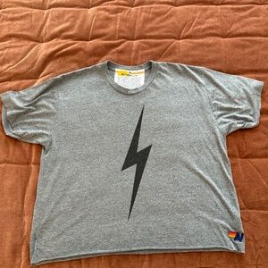 Aviator Nation BOLT BOYFRIEND TEE - HEATHER GREY size XL